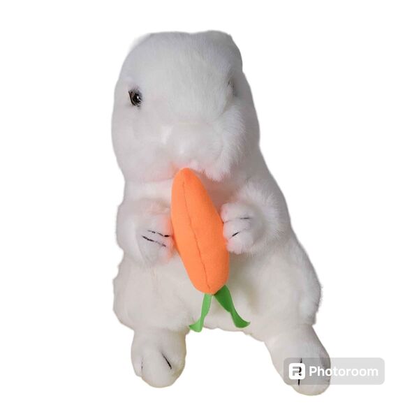Vintage 10" Easter Parade White Bunny Rabbit with Carrot - Picture 1 of 6